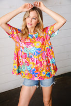 Load image into Gallery viewer, Vibrant Multicolor Drop Shoulder Floral Babydoll Top