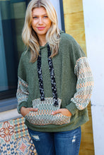 Load image into Gallery viewer, Slouchy Olive Hacci Corded Vintage Chevron Hoodie