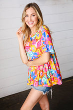 Load image into Gallery viewer, Vibrant Multicolor Drop Shoulder Floral Babydoll Top