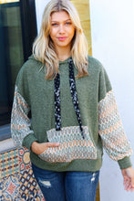 Load image into Gallery viewer, Slouchy Olive Hacci Corded Vintage Chevron Hoodie