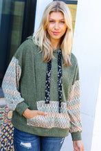 Load image into Gallery viewer, Slouchy Olive Hacci Corded Vintage Chevron Hoodie