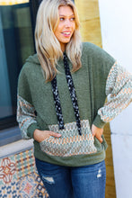 Load image into Gallery viewer, Slouchy Olive Hacci Corded Vintage Chevron Hoodie