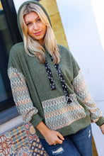 Load image into Gallery viewer, Slouchy Olive Hacci Corded Vintage Chevron Hoodie