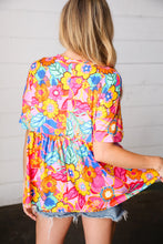 Load image into Gallery viewer, Vibrant Multicolor Drop Shoulder Floral Babydoll Top