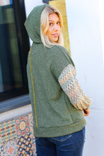 Load image into Gallery viewer, Slouchy Olive Hacci Corded Vintage Chevron Hoodie