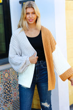 Load image into Gallery viewer, Face The Day Camel Color Block Chunky Knit Cardigan