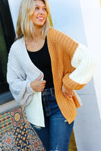 Load image into Gallery viewer, Face The Day Camel Color Block Chunky Knit Cardigan