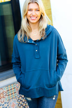 Load image into Gallery viewer, Cozy Up Teal French Terry Snap Button Hoodie