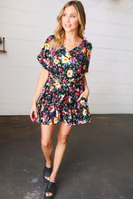 Load image into Gallery viewer, Multicolor Floral Surplice Short Sleeve Pocketed Romper
