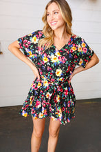 Load image into Gallery viewer, Multicolor Floral Surplice Short Sleeve Pocketed Romper