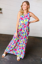 Load image into Gallery viewer, Watercolor Floral Fit and Flare Sleeveless Maxi Dress