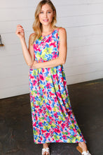 Load image into Gallery viewer, Watercolor Floral Fit and Flare Sleeveless Maxi Dress