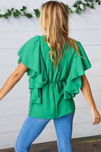 Load image into Gallery viewer, Sea Green Button Ruffle Woven Top