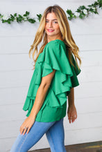 Load image into Gallery viewer, Sea Green Button Ruffle Woven Top