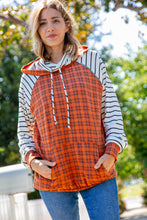Load image into Gallery viewer, Rust Plaid French Terry Raglan Hoodie