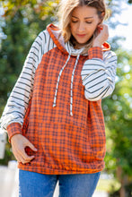 Load image into Gallery viewer, Rust Plaid French Terry Raglan Hoodie