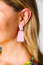 Load image into Gallery viewer, Pink Rectangle Geometric Dangle Earrings