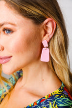 Load image into Gallery viewer, Pink Rectangle Geometric Dangle Earrings