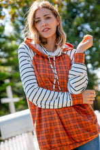 Load image into Gallery viewer, Rust Plaid French Terry Raglan Hoodie