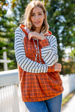 Load image into Gallery viewer, Rust Plaid French Terry Raglan Hoodie