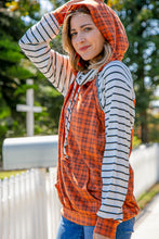 Load image into Gallery viewer, Rust Plaid French Terry Raglan Hoodie