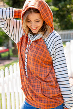 Load image into Gallery viewer, Rust Plaid French Terry Raglan Hoodie