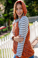 Load image into Gallery viewer, Rust Plaid French Terry Raglan Hoodie