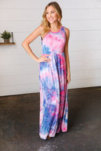 Load image into Gallery viewer, Pink &amp; Blue Tie Dye Fit and Flare Sleeveless Maxi Dress