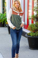 Load image into Gallery viewer, Face The Day Olive &amp; Brown Embossed Checkered Button Down Sweater Top