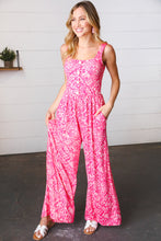 Load image into Gallery viewer, Fuchsia Boho Batik Print Button Sleeveless Jumpsuit