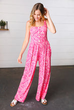 Load image into Gallery viewer, Fuchsia Boho Batik Print Button Sleeveless Jumpsuit