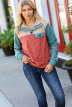 Load image into Gallery viewer, Face The Day Rust Embossed Checkered Button-Down Sweater Top