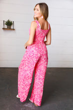 Load image into Gallery viewer, Fuchsia Boho Batik Print Button Sleeveless Jumpsuit