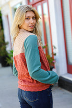 Load image into Gallery viewer, Face The Day Rust Embossed Checkered Button-Down Sweater Top