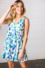 Load image into Gallery viewer, Green &amp; Blue Floral Sleeveless Surplice Romper