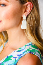 Load image into Gallery viewer, Off White Rectangle Geometric Dangle Earrings