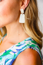Load image into Gallery viewer, Off White Rectangle Geometric Dangle Earrings