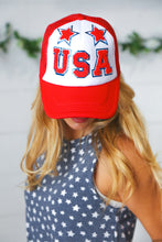 Load image into Gallery viewer, USA Glitter Star USA Snap Back Mesh Trucker Cap