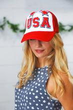 Load image into Gallery viewer, USA Glitter Star USA Snap Back Mesh Trucker Cap