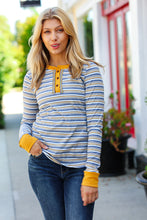 Load image into Gallery viewer, Meet The Day Mustard Stripe Button-Down Henley Top