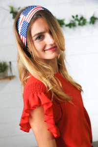 USA Flag Stretchy Knit Twist Headband