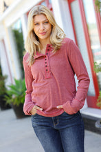 Load image into Gallery viewer, Going My Way Rust Contrast Stitch Henley Top
