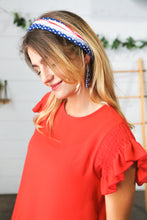 Load image into Gallery viewer, Red/White &amp; Blue Knit Twist Headband