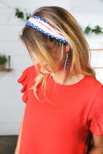 Load image into Gallery viewer, Red/White &amp; Blue Knit Twist Headband