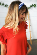 Load image into Gallery viewer, Red/White &amp; Blue Knit Twist Headband
