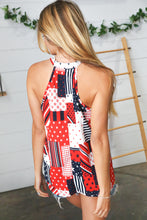 Load image into Gallery viewer, Patriotic Patchwork Halter Neck Waffle Knit Top