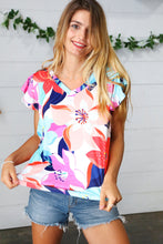 Load image into Gallery viewer, Multicolor Tropical Floral Print Flutter Sleeve Top