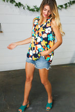 Load image into Gallery viewer, Navy Flat Floral Banded V Neck Sleeveless Top