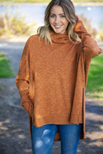 Load image into Gallery viewer, Camel Brushed Melange Cowl Neck Poncho Sweater