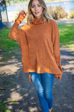 Load image into Gallery viewer, Camel Brushed Melange Cowl Neck Poncho Sweater